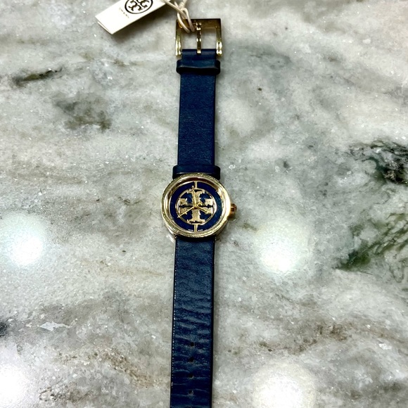Tory Burch Navy Leather Reva Watch - Picture 3 of 10